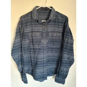 Prana Women's Blue Striped Long Sleeve Button Up Shirt Size Small